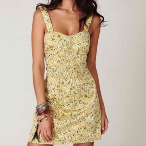 Free People Dresses & Skirts - Free People Dandelion Yellow Pocket Mini Dress